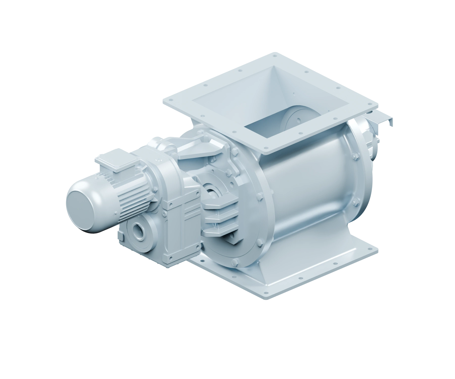 Hantech Filter Hücre Tekeri / Rotary Airlock — Filtre, siklon, silo ve bunker çıkışlarında sızdırmaz ve kontrollü malzeme boşaltımı için hücre tekeri, rotary airlock ve rotary feeder çözümleri.