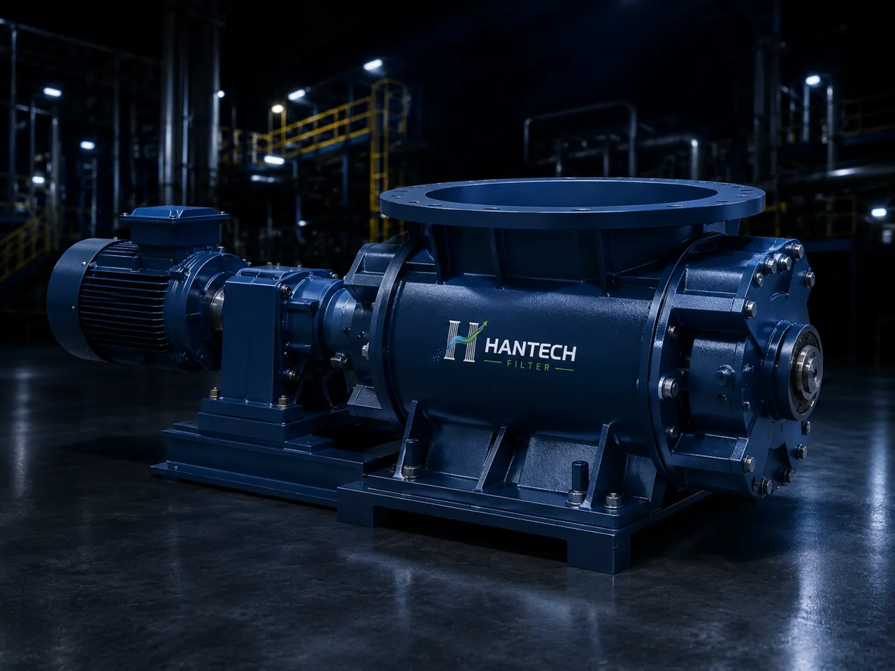 Hantech Filter Rotary Valve / Rotary Airlock — Rotary valve, rotary airlock and rotary feeder solutions for sealed, controlled material discharge at filter, cyclone, silo and hopper outlets.