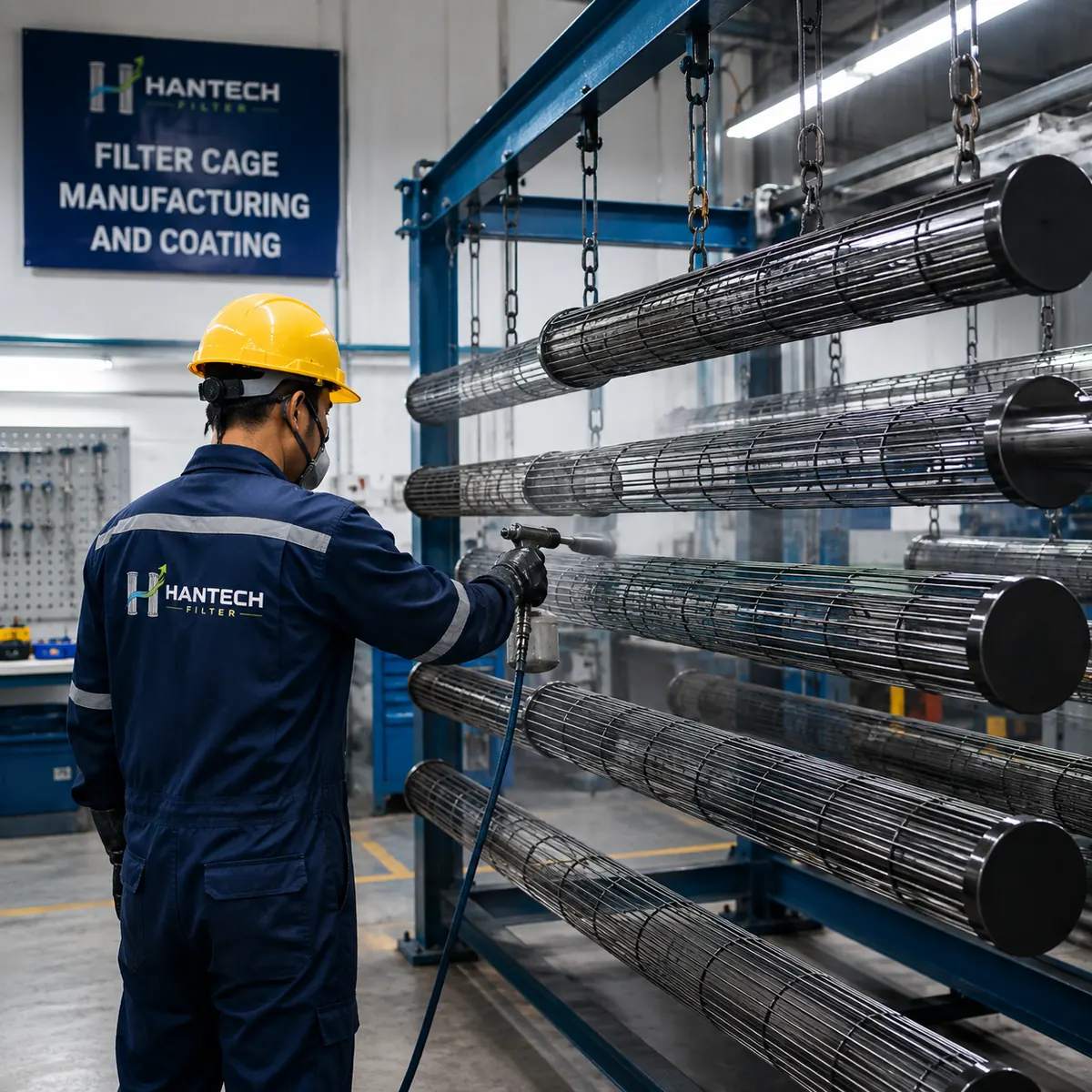 Hantech Filter Filter cage manufacturing and coating control